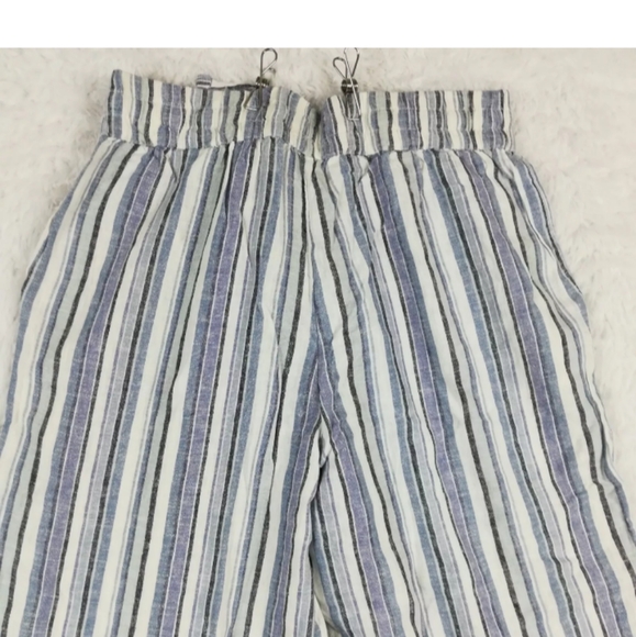 Naturals D&Co Womens Pants Wide Leg Linen Blend Blue Stripe Pull On Pants SZ 1x - Picture 5 of 9